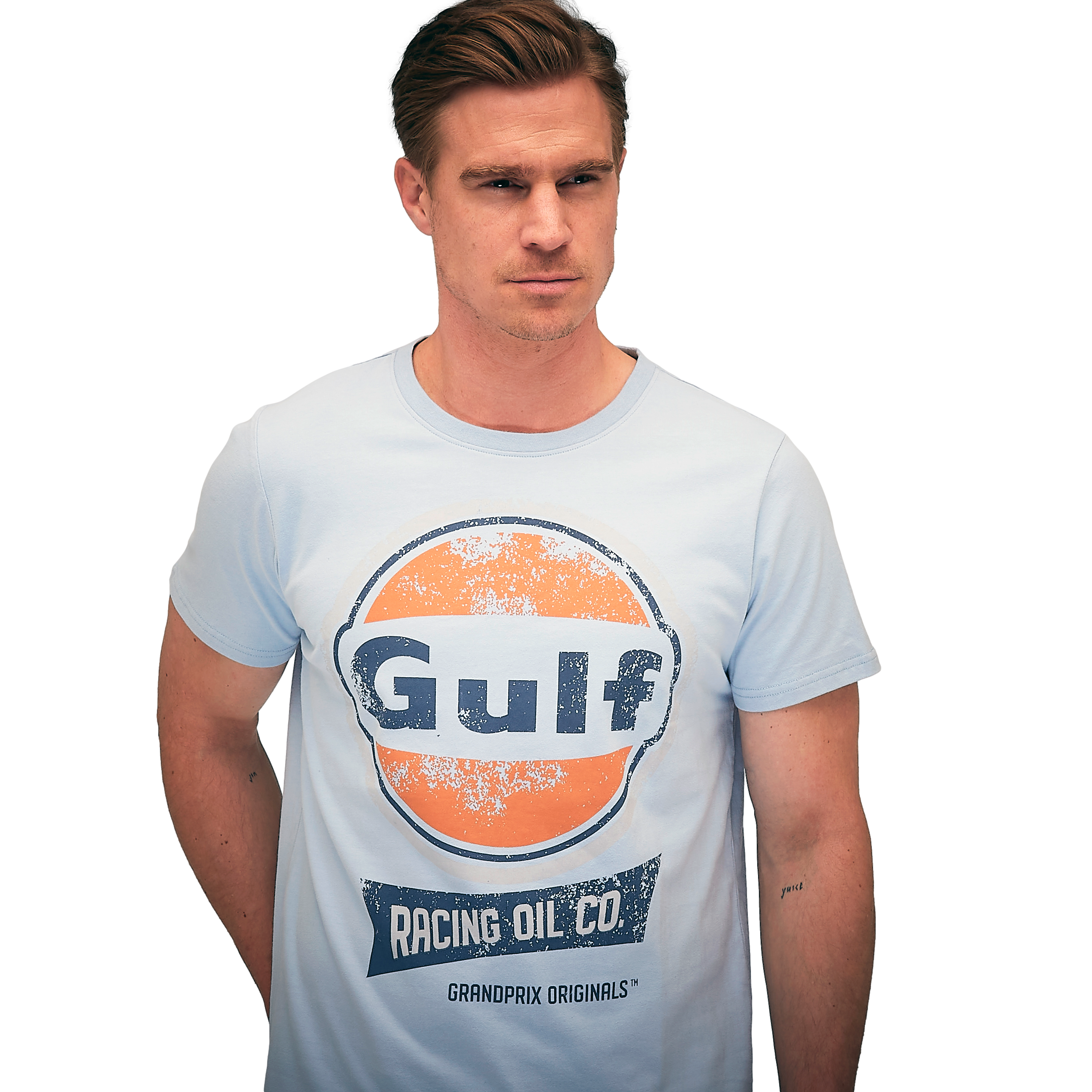Gulf Racing Oil T-Shirt in Gulf Blue | GrandPrix Originals USA