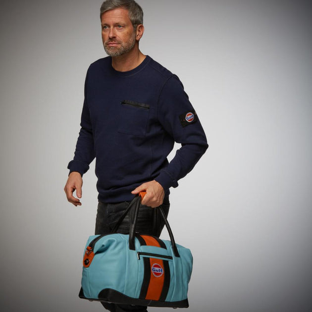 Gulf Leather Medium Duffel Bag in Gulf Blue GrandPrix Originals USA