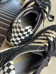 Men's Racing Sneaker in Black & Gold Brushed/Sueded Napa