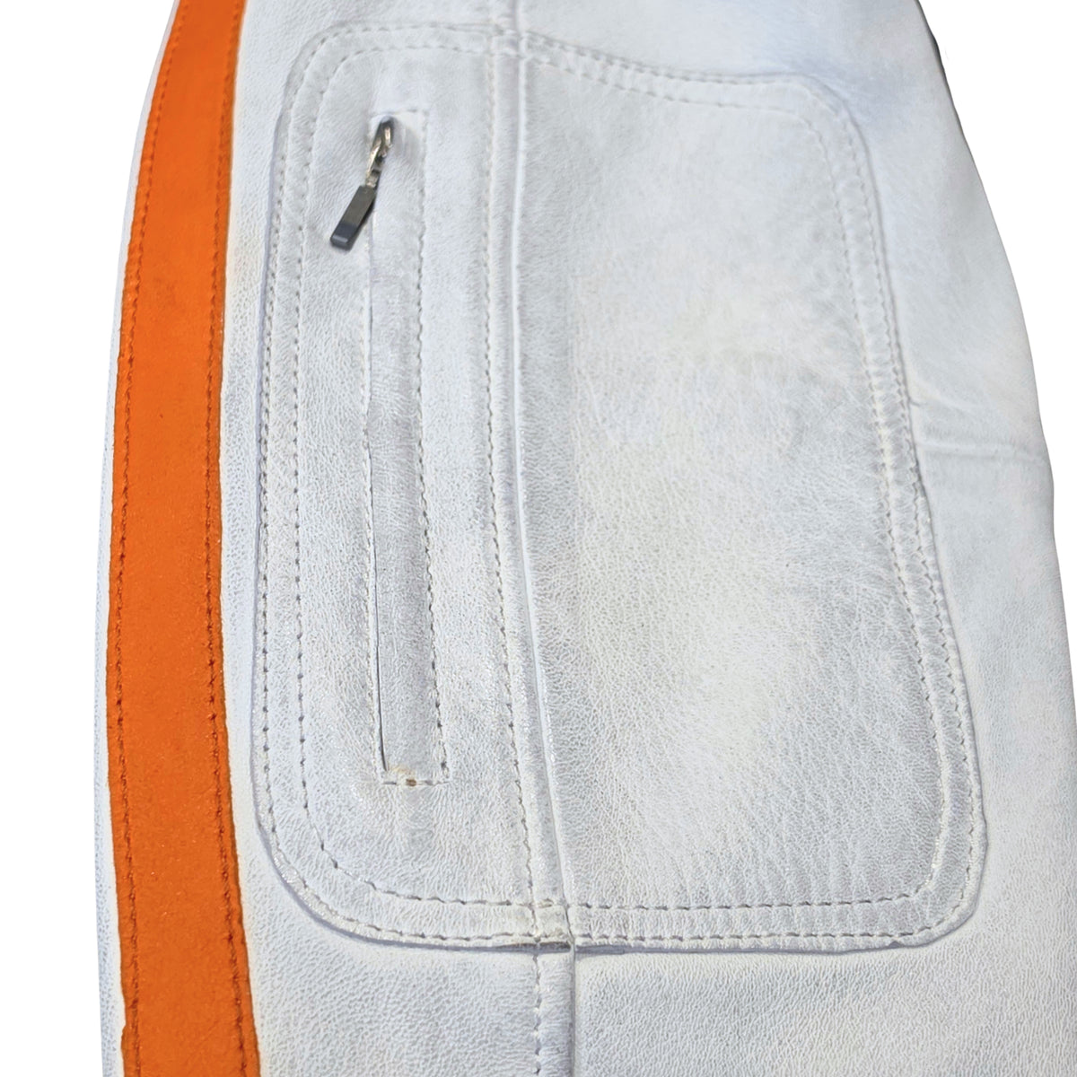 Men's Lambskin Leather Racing Jacket in Vintage White