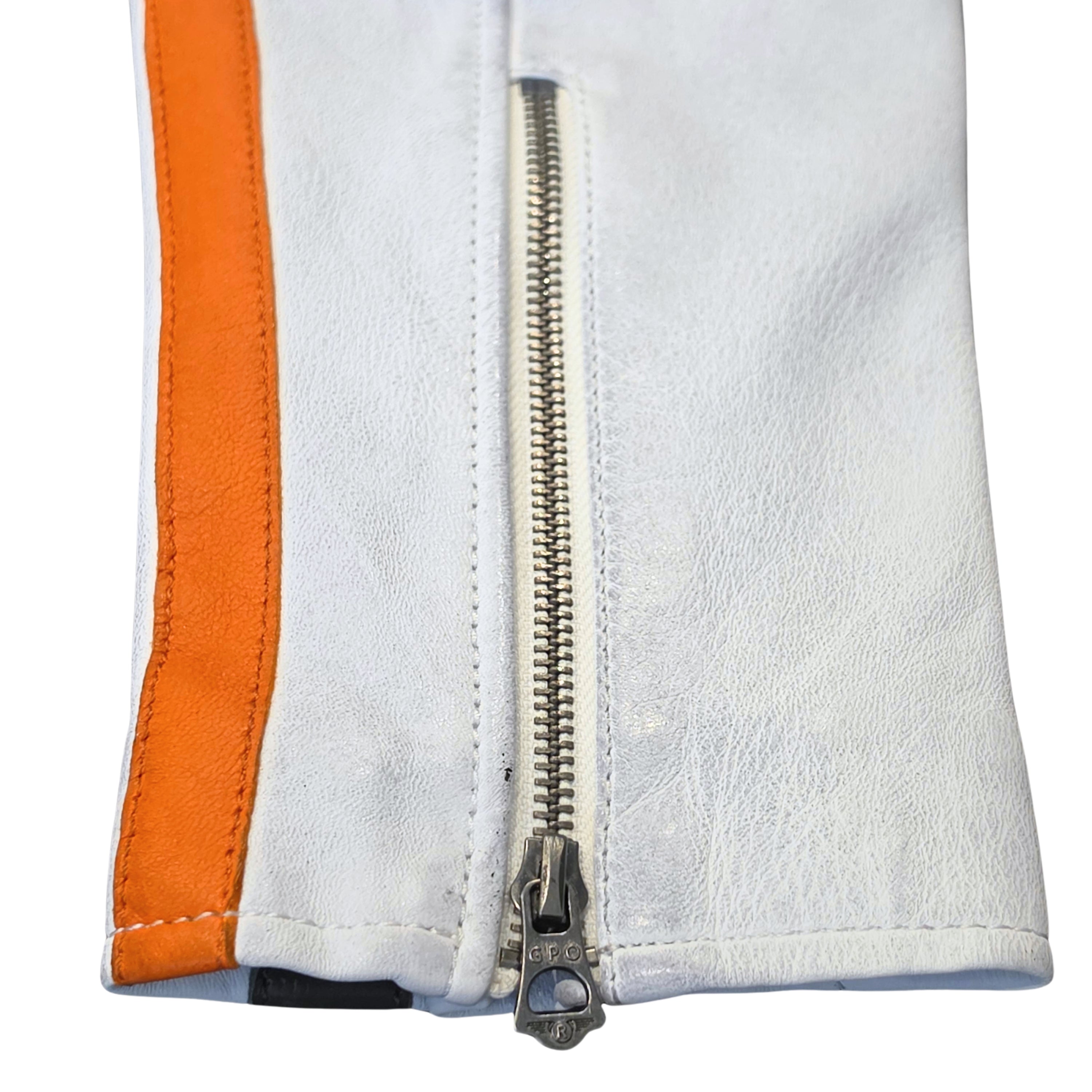 Men's Lambskin Leather Racing Jacket in Vintage White – GrandPrix