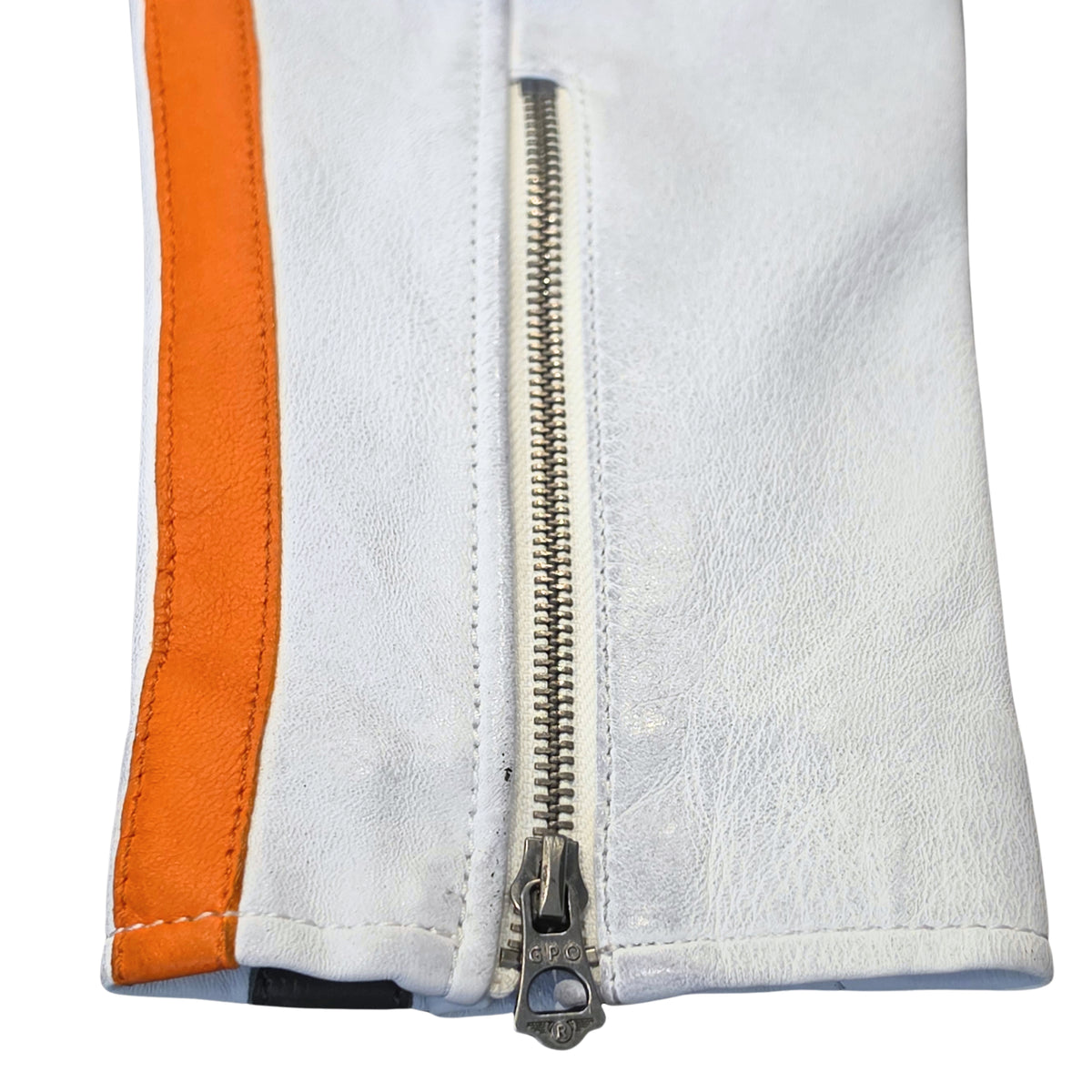 Men's Lambskin Leather Racing Jacket in Vintage White