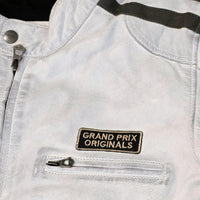 Men's Lambskin Leather Racing Jacket in Vintage White
