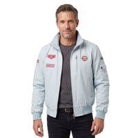 Gulf Men's Sebring Racer Cotton Bomber Jacket in Gulf Blue