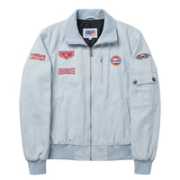 Gulf Men's Sebring Racer Cotton Bomber Jacket in Gulf Blue