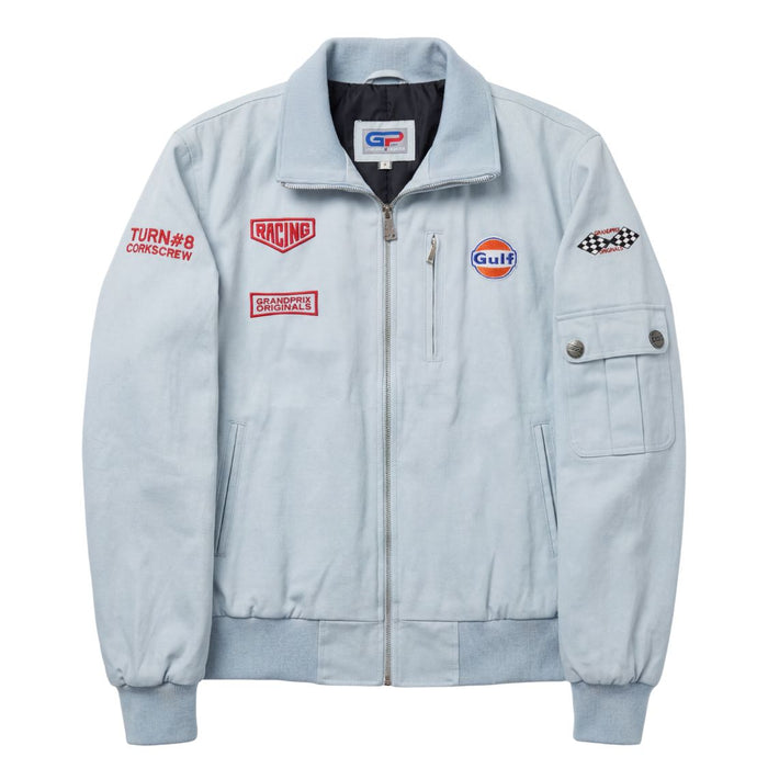 Gulf Men's Sebring Racer Cotton Bomber Jacket in Gulf Blue