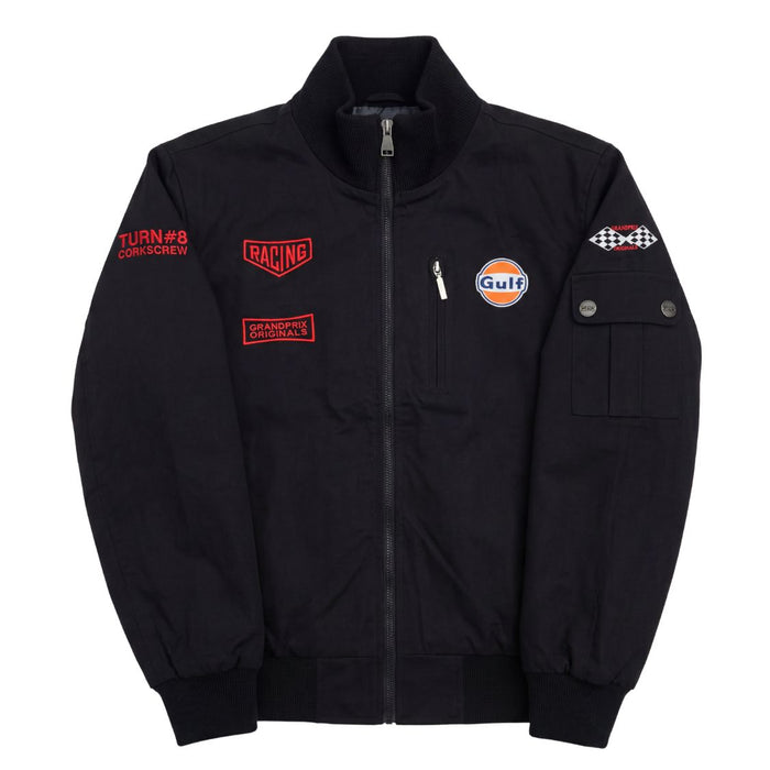 Gulf Men's Sebring Racer Cotton Bomber Jacket in Black