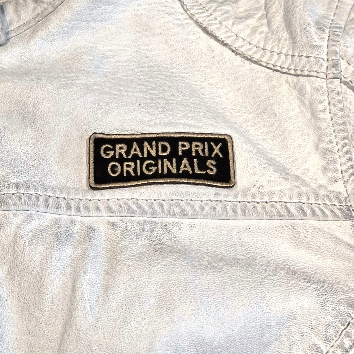Women's Lambskin Leather Racing Jacket in Vintage White