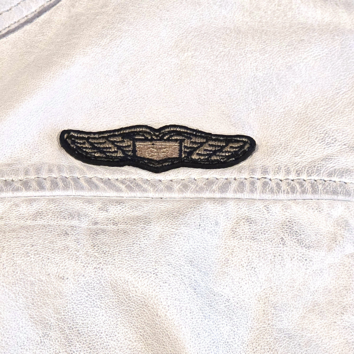 Women's Lambskin Leather Racing Jacket in Vintage White