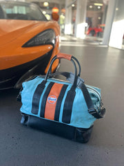 Gulf Leather Track Sport Dual-Compartment Bag in Gulf Blue