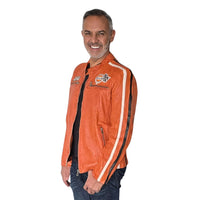 Men's Gulf Lambskin Leather Racing Jacket in Vintage GT Orange