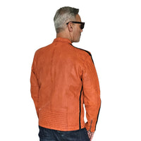 Men's Gulf Lambskin Leather Racing Jacket in Vintage GT Orange