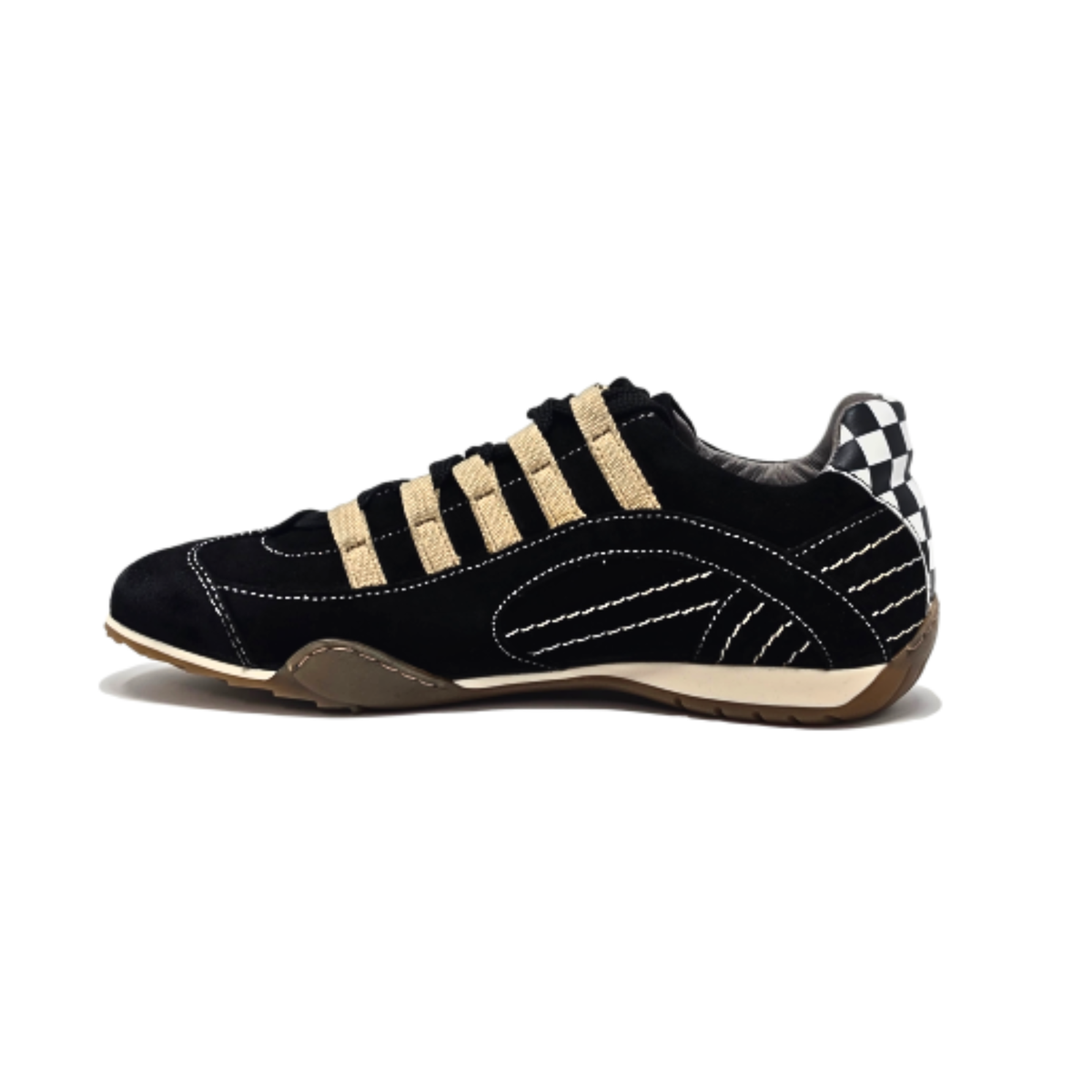 Women's Racing Sneaker in Black and Gold