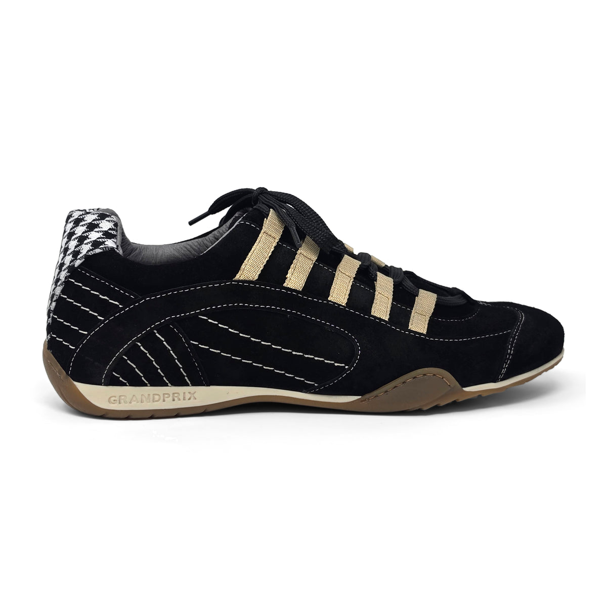 Men's Racing Sneaker in Black & Gold (Pepita Edition)