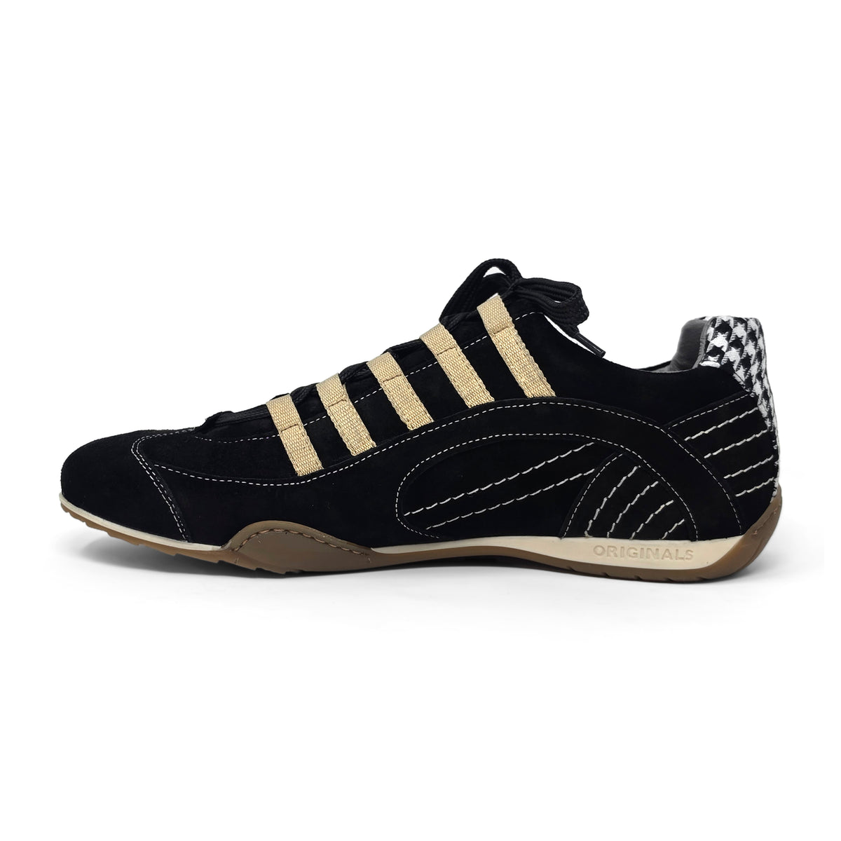 Men's Racing Sneaker in Black & Gold (Pepita Edition)