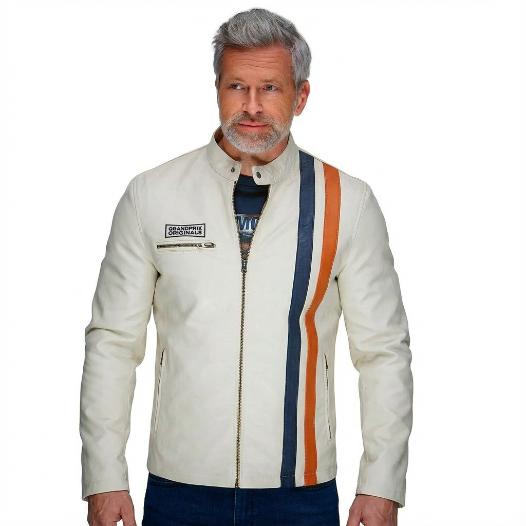 **NEW** GPO Roadmaster Lambskin Leather Jacket in Ivory
