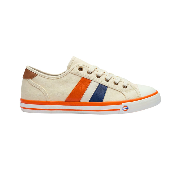 Men's Gulf Low-Top Canvas Sneakers in Cream Striped