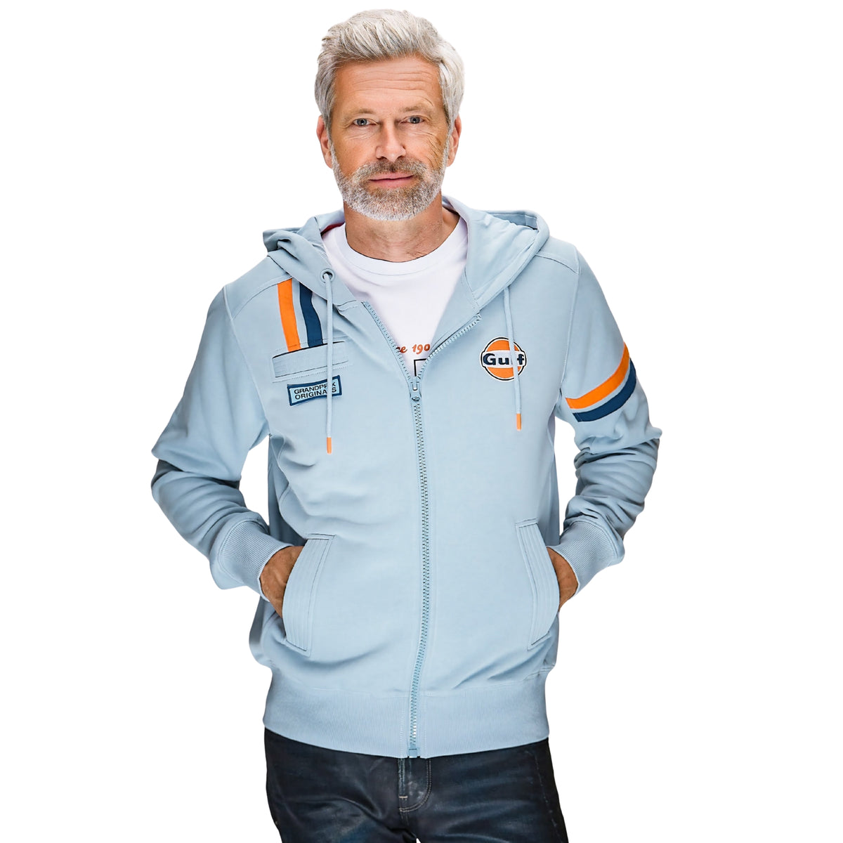 **NEW** Gulf Hybrid Cotton Zip Hoodie in Light Blue