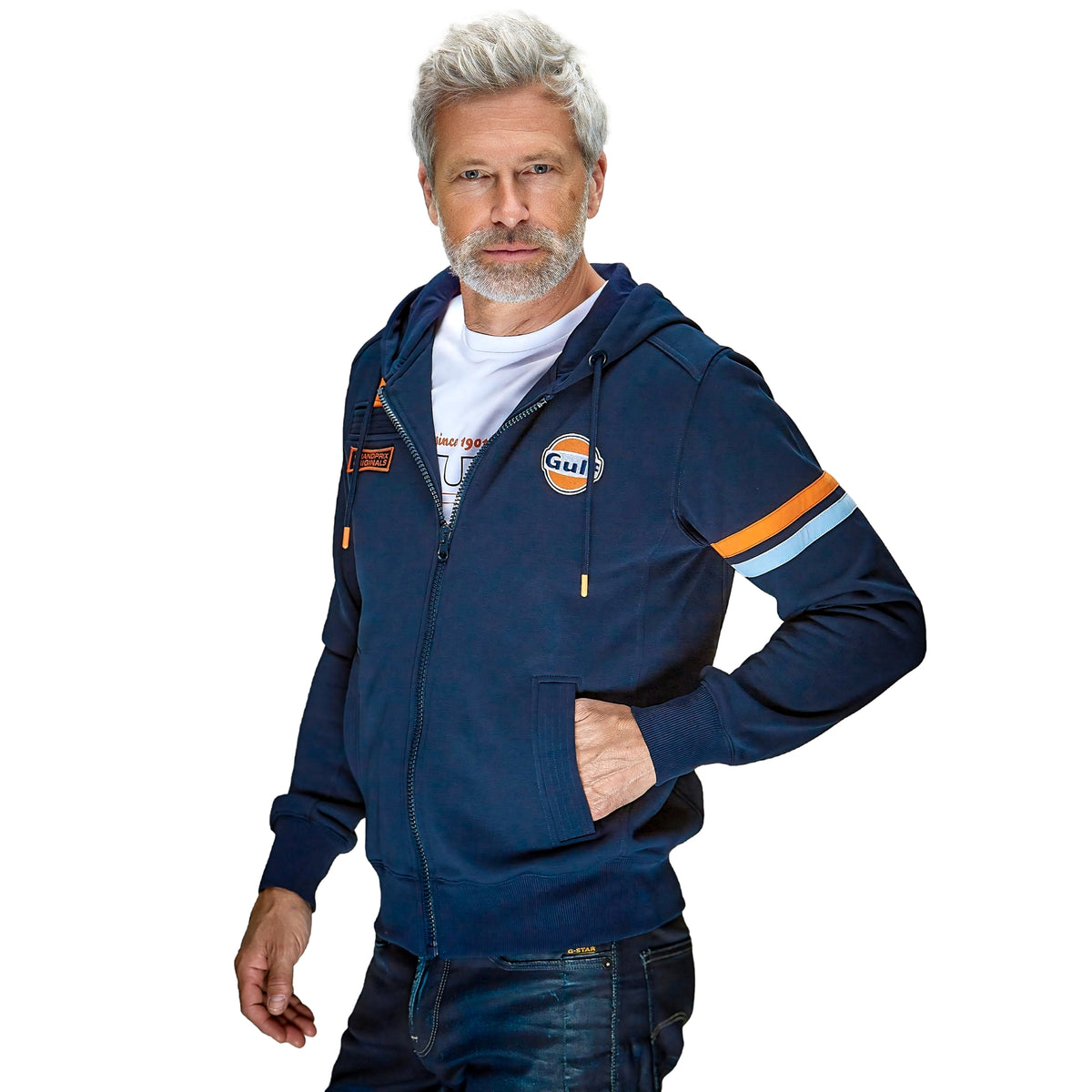 **NEW** Gulf Hybrid Cotton Zip Hoodie in Navy