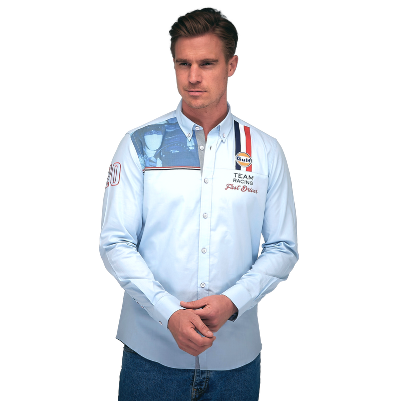 Gulf Racing Button-Up Shirt in Gulf Blue