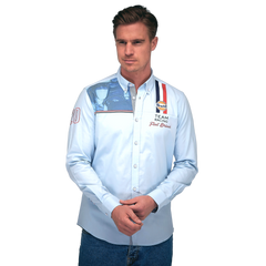 Gulf Racing Button-Up Shirt in Gulf Blue