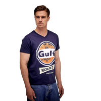 Gulf Racing Oil V-Neck T-Shirt in Navy