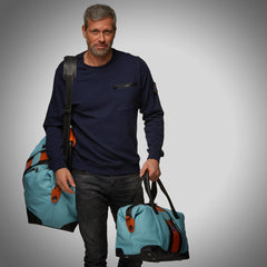 Gulf Leather Medium Duffel Bag in Gulf Blue