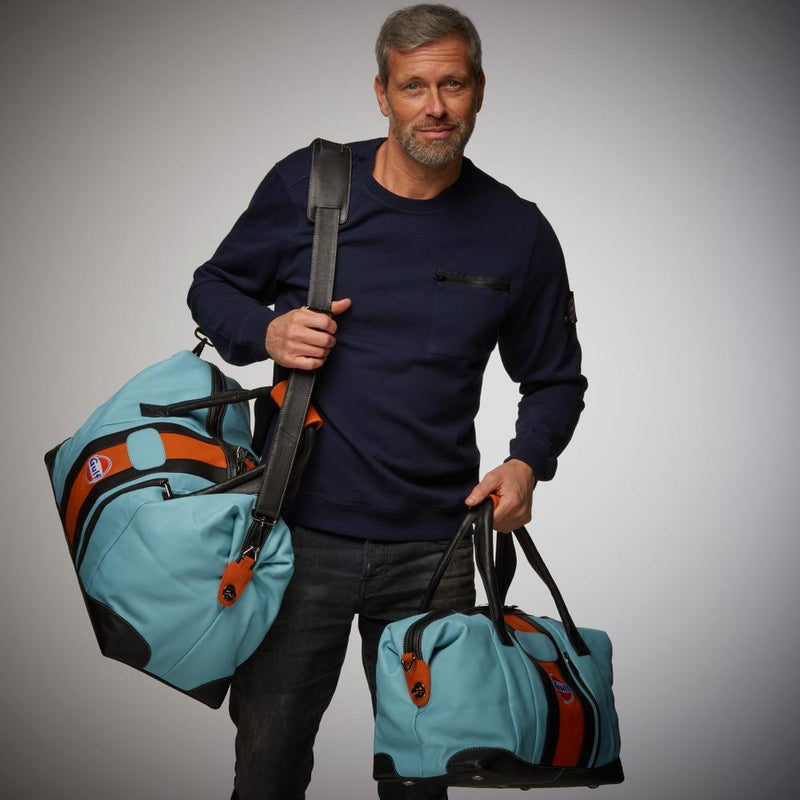 Gulf Leather Medium Duffel Bag in Gulf Blue