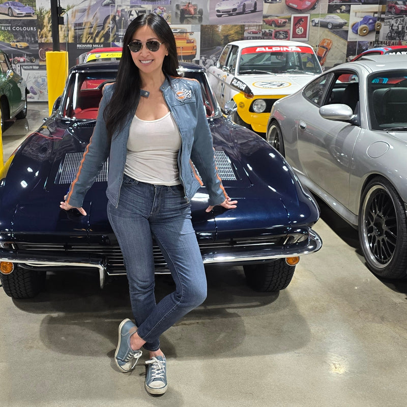 Womens Vintage Car Jacket 1955 Chevrolet Embroidered Bomber Jacket