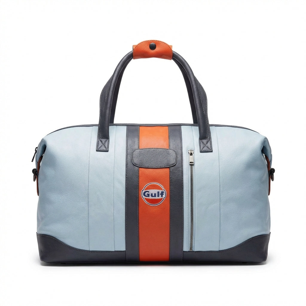 Gulf Leather Duffel Bag in Heritage Gulf Blue