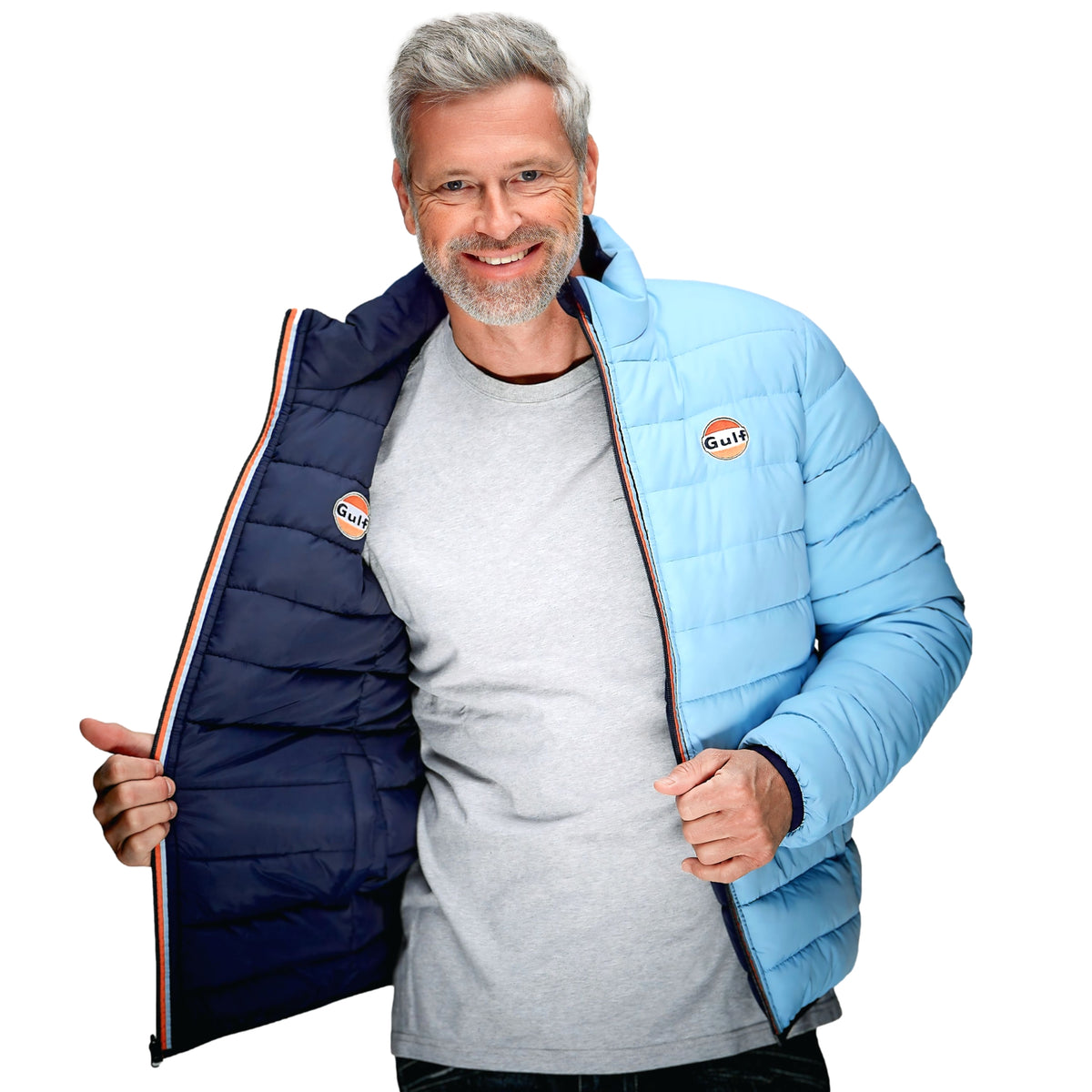 Gulf Reversible Puffer Jacket in Navy / Gulf Blue