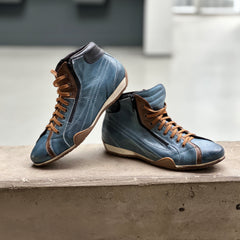 *** NEW *** Men's GrandPrix High-Top Sneaker in Monza Indigo (Navy and Brown)
