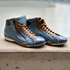 Men's GrandPrix High-Top Sneaker in Monza Indigo (Navy and Brown)