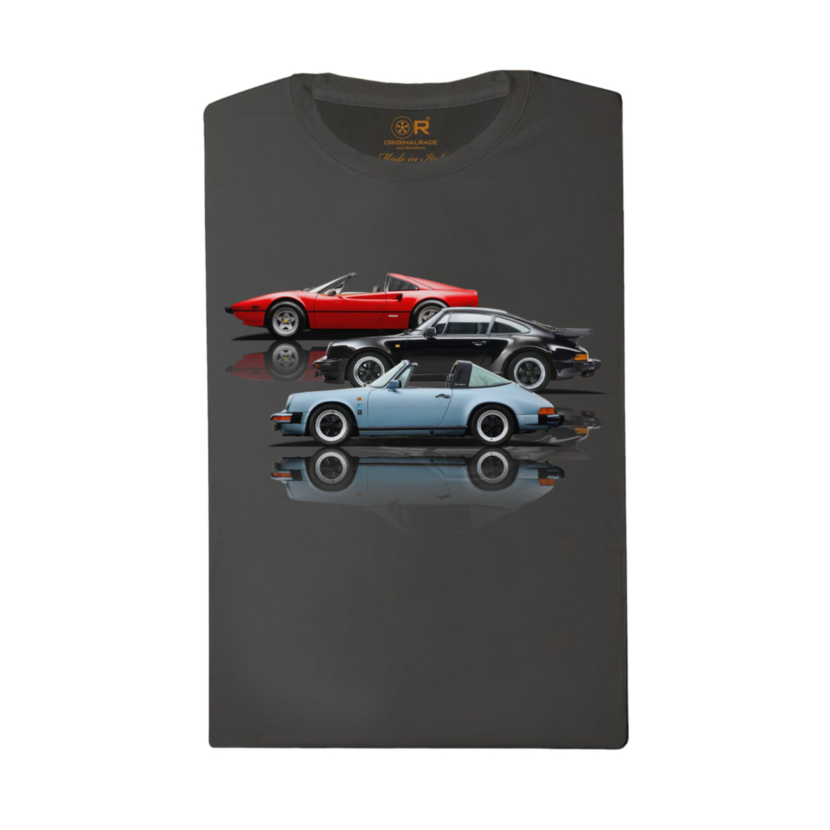 **NEW** Iconic Sports Cars T-Shirt In Grey (Slim Cut)