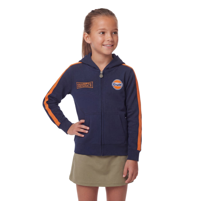 Kids Gulf Striped Zip Hoodie in Navy