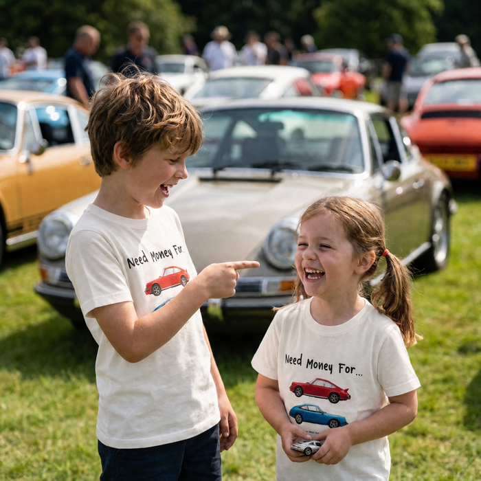 Kids Need Money for Cars T-Shirt in Cream