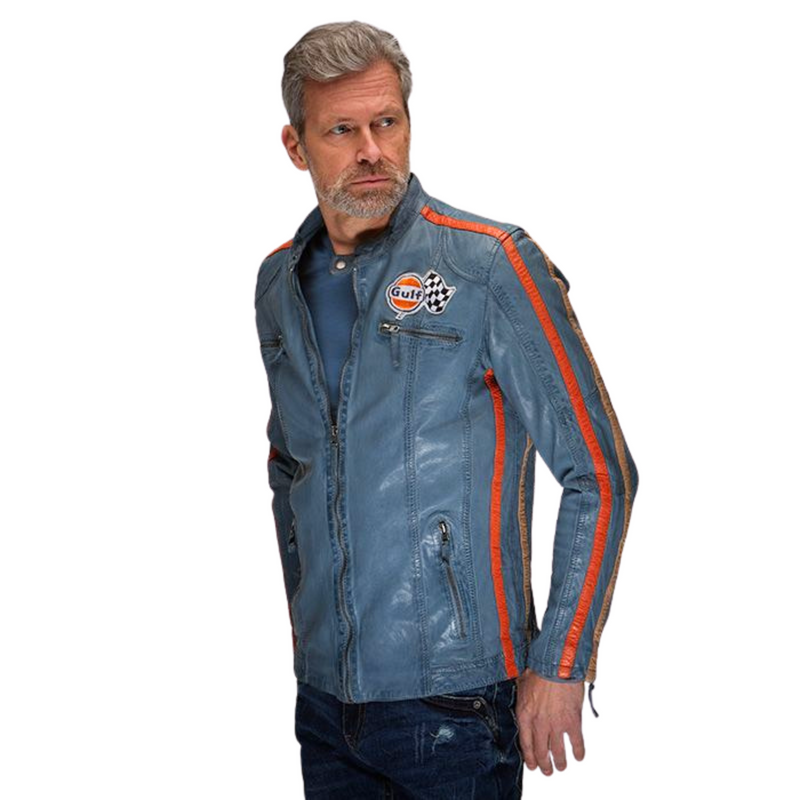 Gulf racing leather jacket hot sale