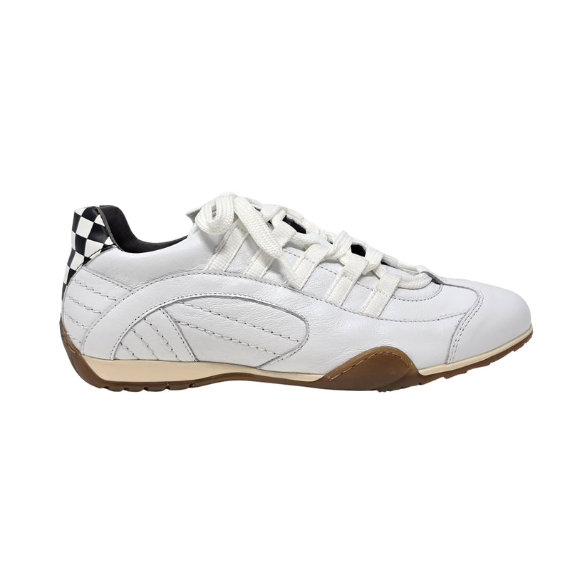 Women's Racing Sneaker in White v2 with Natural Sole