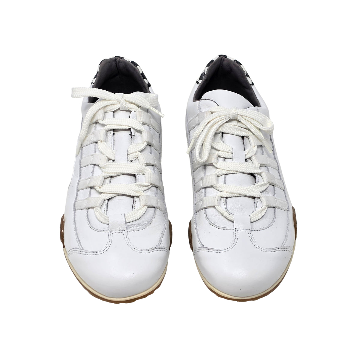 Women's Racing Sneaker in White v2 with Natural Sole