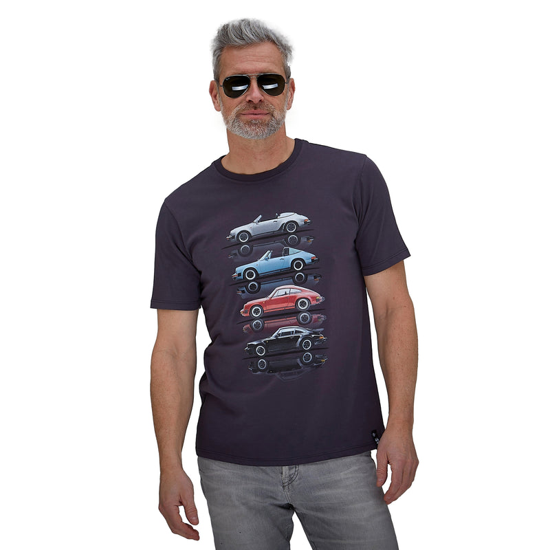 Porsche Air-Cooled Street Cars T-Shirt in Dark Grey (Slim Cut)
