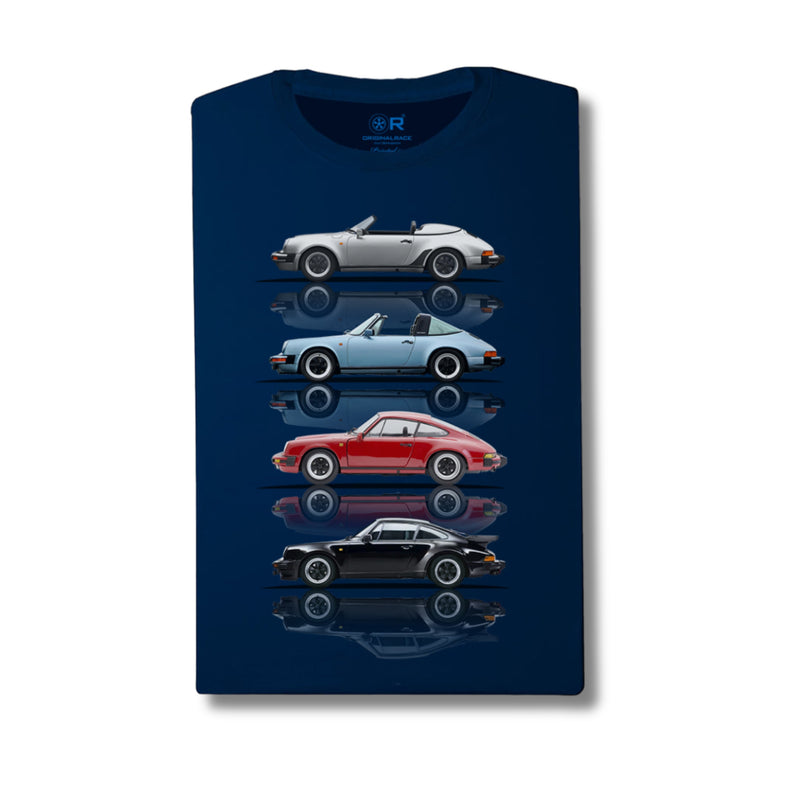 Porsche Air-Cooled Street Cars T-Shirt in Dark Navy (Slim Cut)
