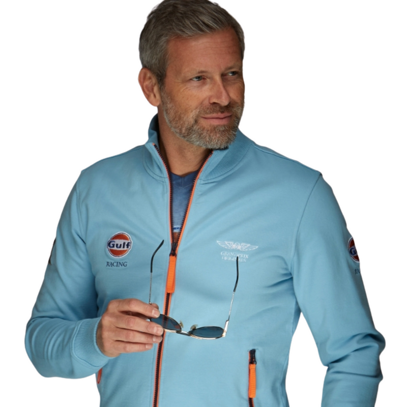 Gulf Raceway Cotton Zip Jacket in Gulf Blue