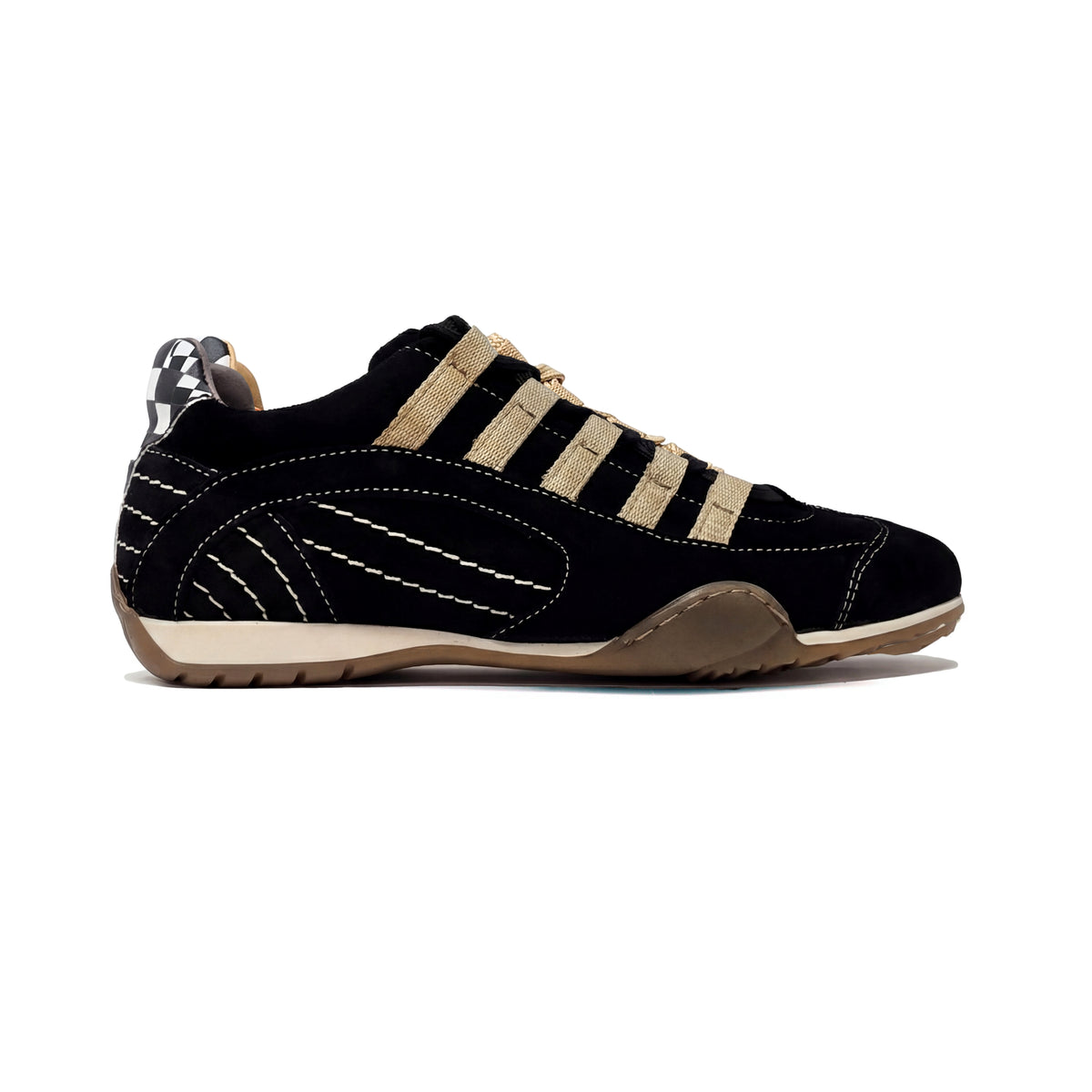 Women's Racing Sneaker in Black and Gold