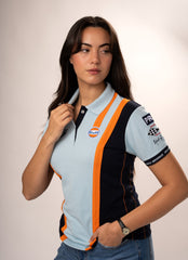 Women's Gulf Racing Team Polo in Gulf Blue