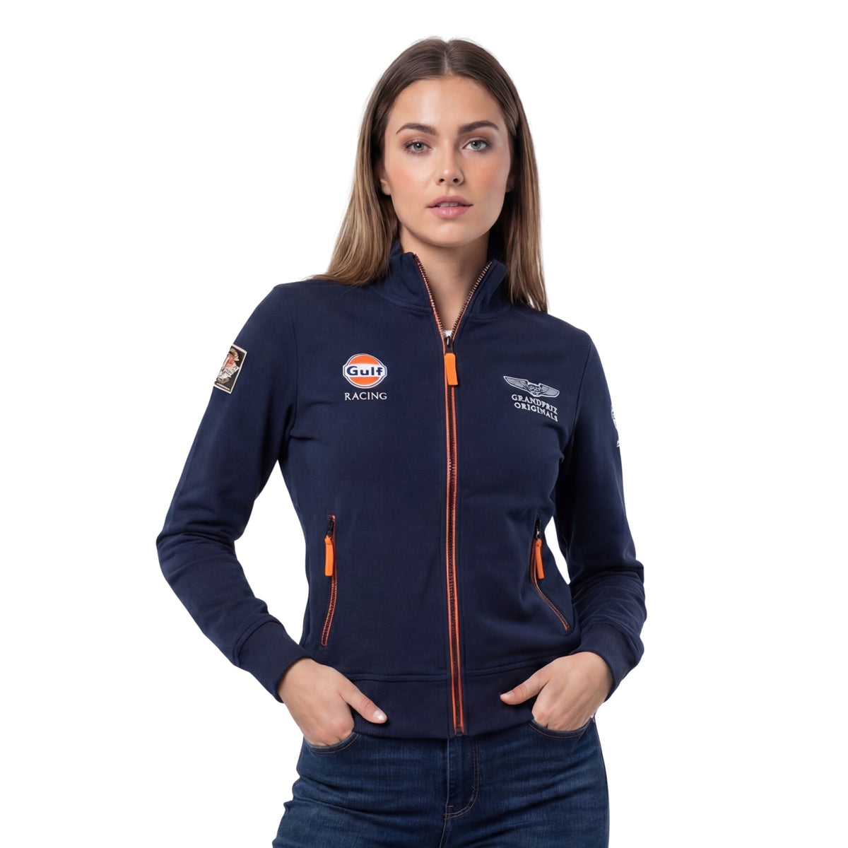 Women's Gulf Raceway Cotton Zip Jacket in Navy