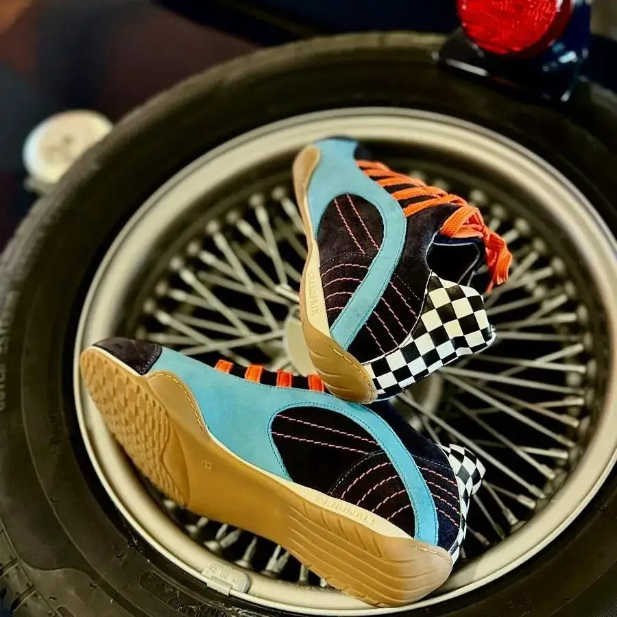 Women's Racing Sneaker in Blue Suede