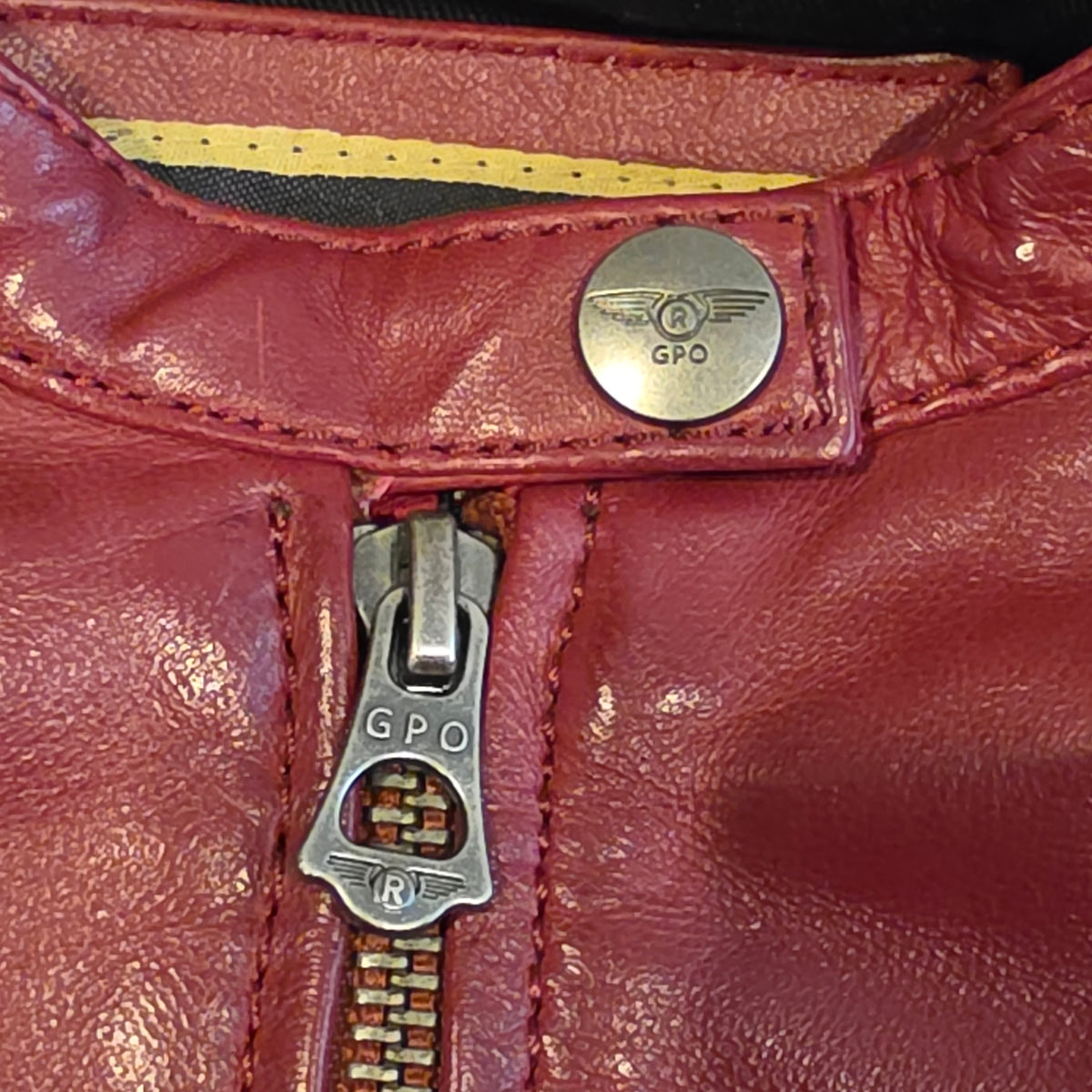 Women's Lambskin Leather Racing Jacket in Classic Oxblood Red