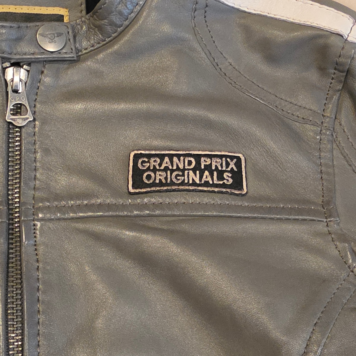 Women's Lambskin Leather Racing Jacket in Classic Gunmetal Grey
