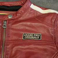 Women's Lambskin Leather Racing Jacket in Classic Oxblood Red