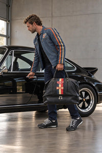 Vintage Leather Track Sport Dual-Compartment Bag